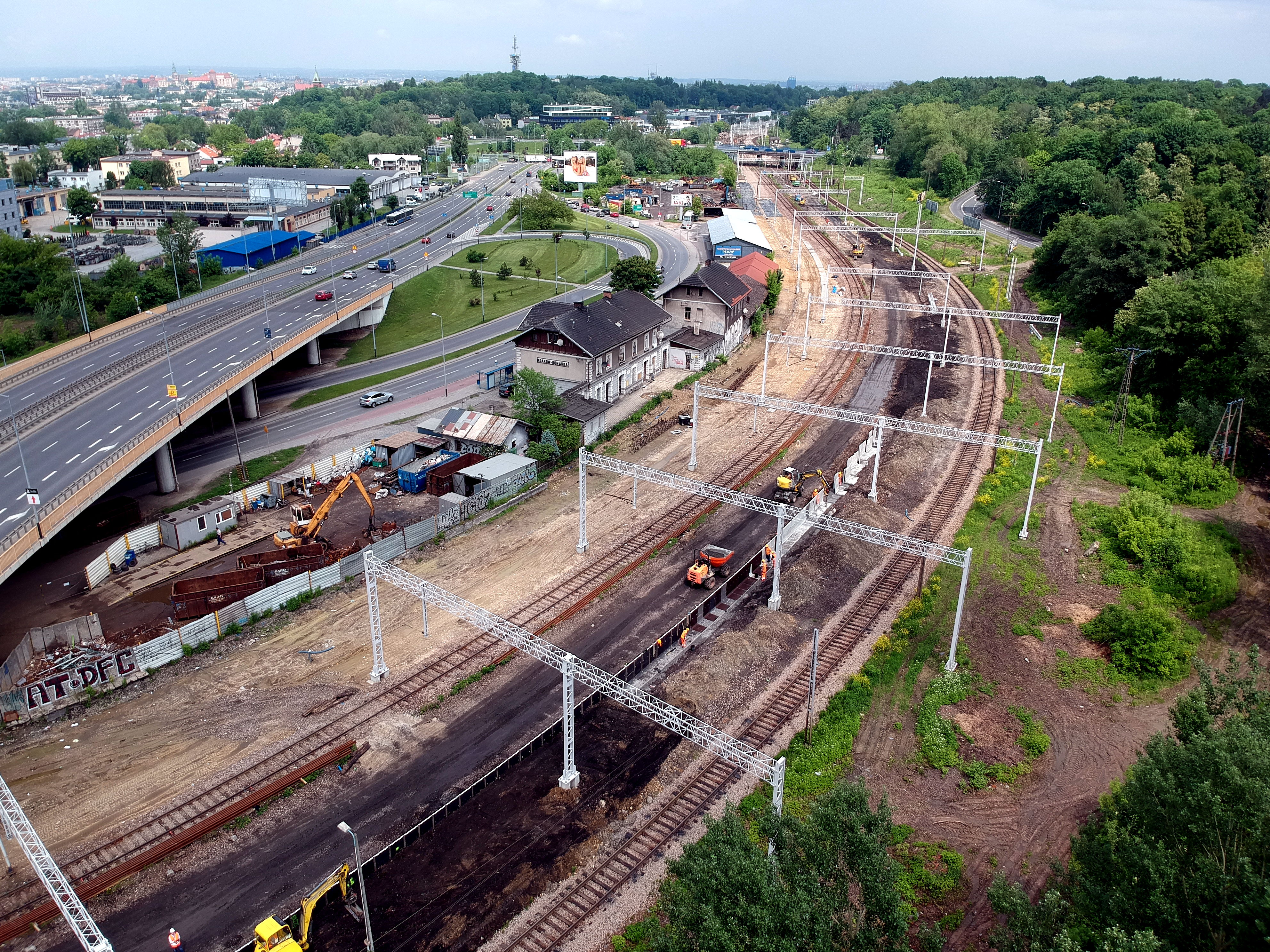Prace budowlane na torze kolejowym, Kraków - Vasútépítés